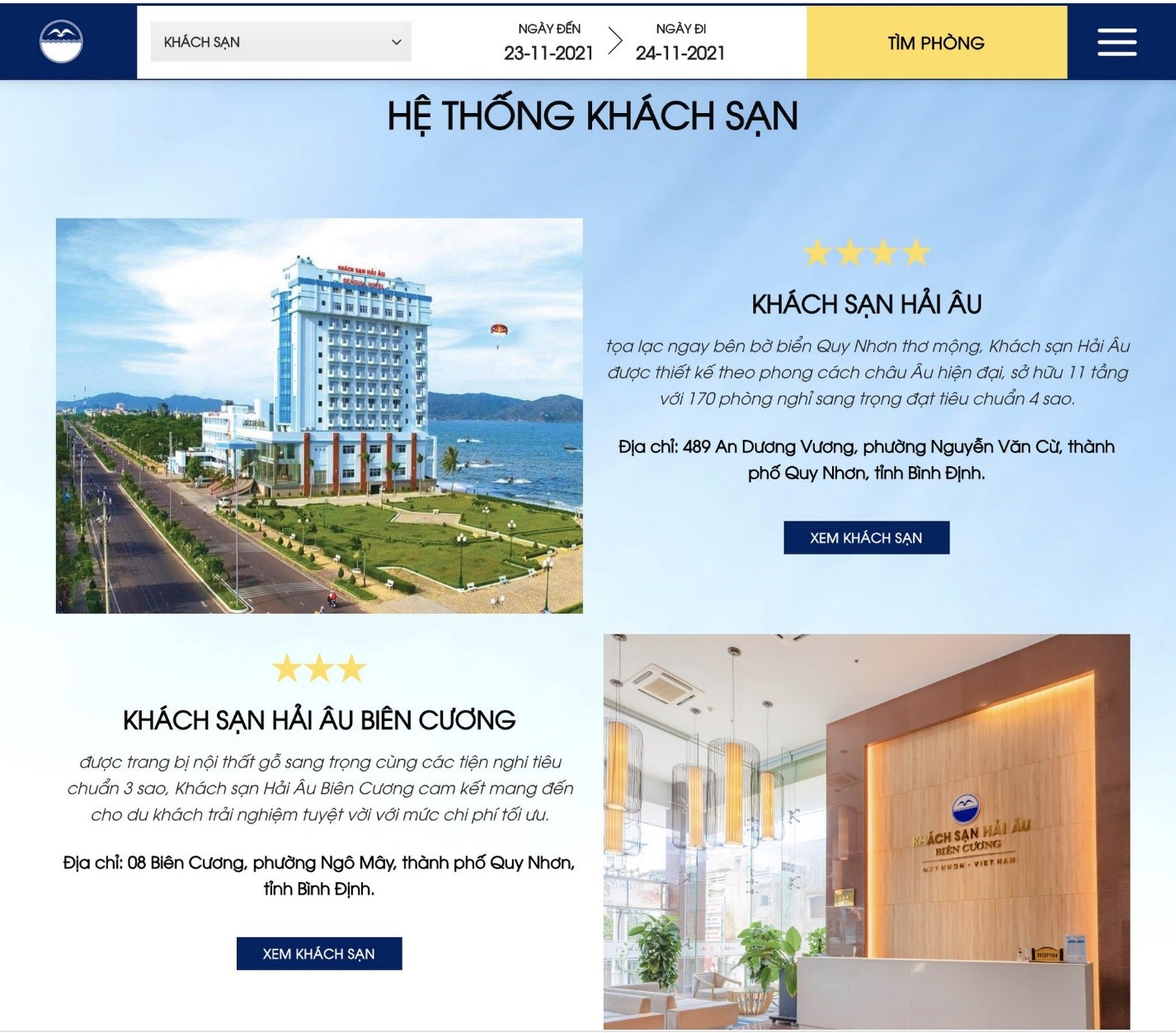 Seagull Hotel Quy Nhon system officially launched a new website ...